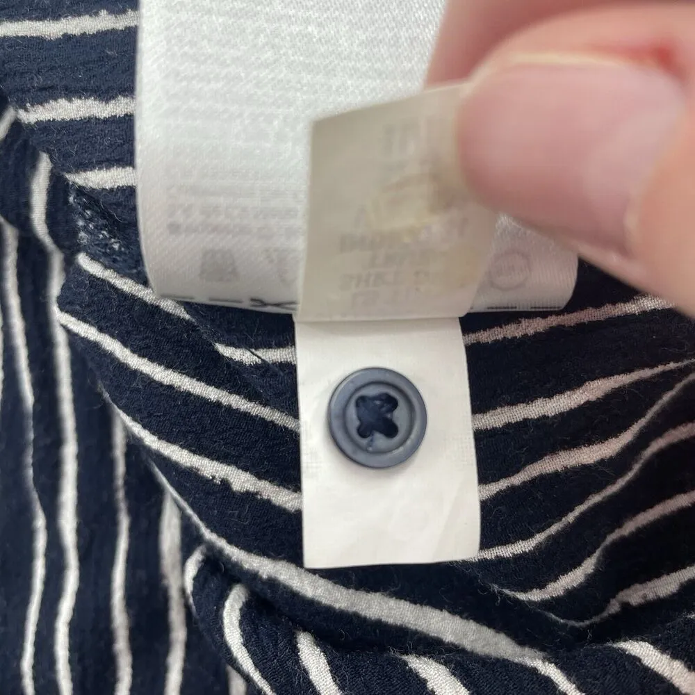 Gap Size XL Tie Shirt Dress Wrap Front Long Sleeve True Indigo Navy Blue Stripe - Image 16