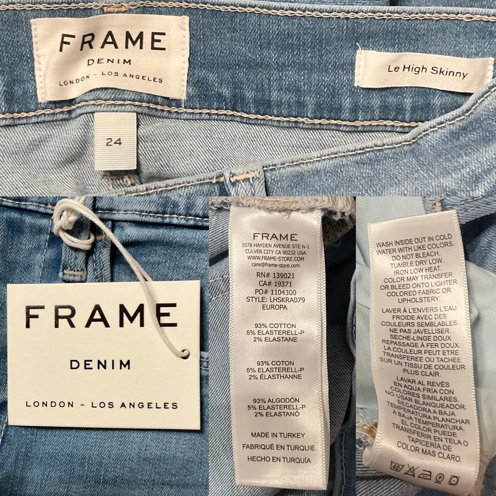 frame denim Frame Blue Europa Le High Skinny Raw Hem Jeans 24 NWT - Image 6