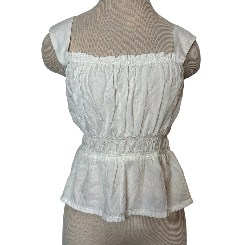 Paige Laureth White Sleeveless Cami Camisole Peplum Crop Blouse Tank Top Size M - Image 3