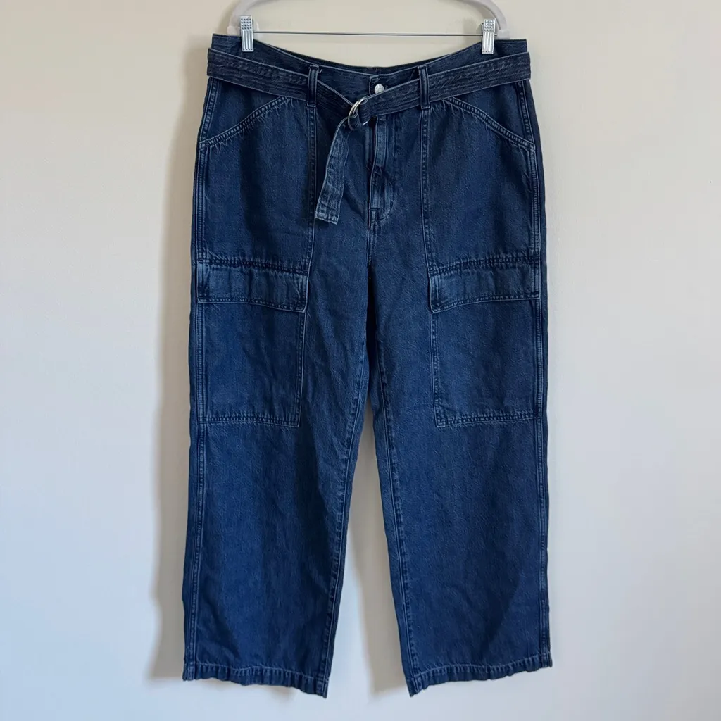 Madewell Belted Wide-Leg Cargo jeans in Marlberry Wash Size 32 - Image 3