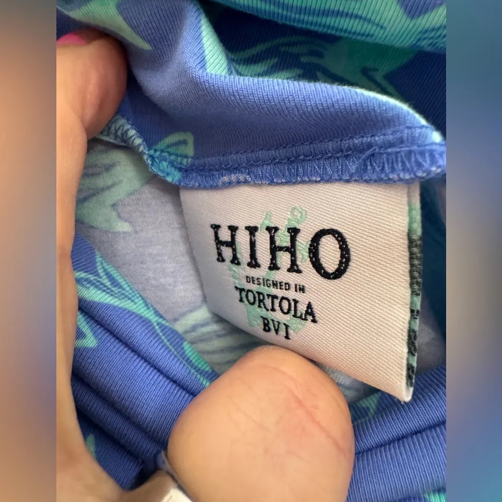 Hiho Blue Fish Print Cotton Roll‎ Down Waist Knee Length Skirt Small - Image 3