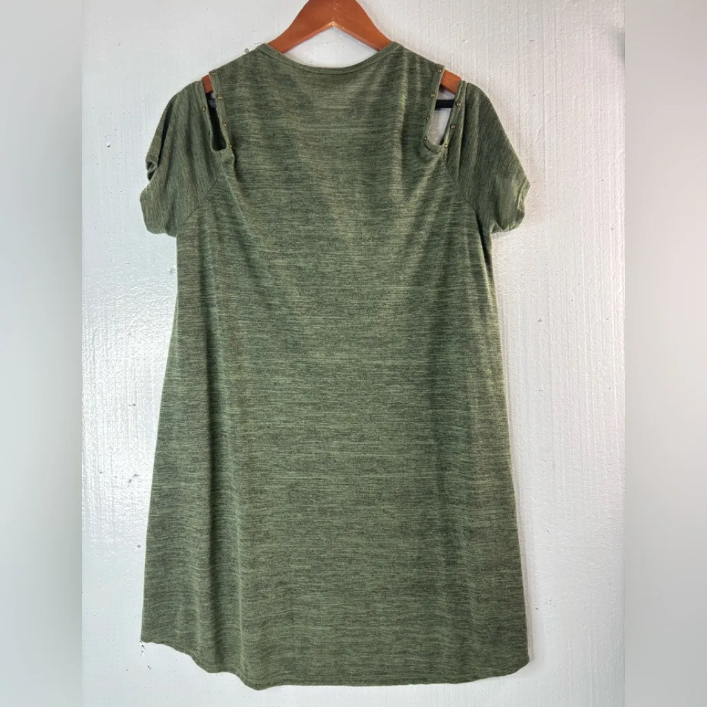 Vocal L Lace Up Studded Cold Shoulder Tunic Top - Image 2