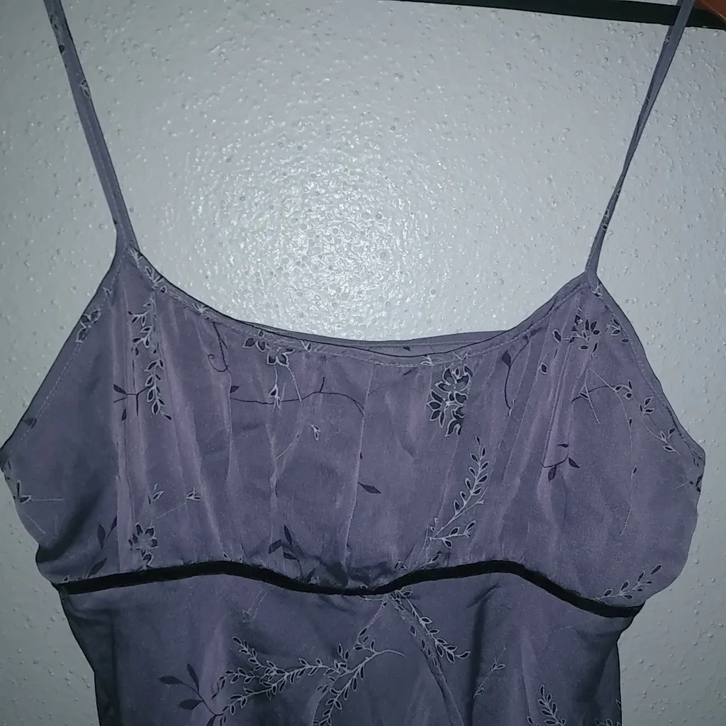 California Dynasty L Intimates Engraved Satin Camisole Top in Light Lavender Purple Size L - Image 3