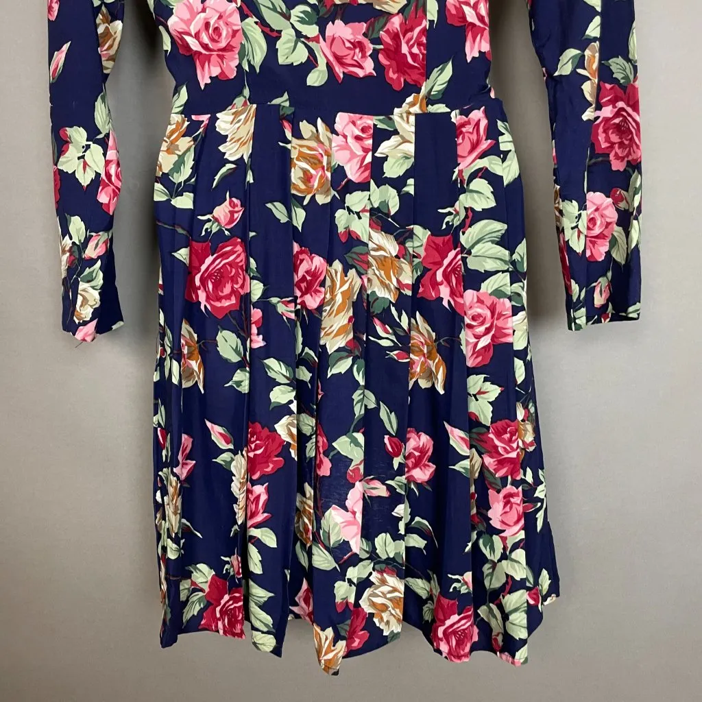 Vintage Rampage Dress Oversized Collar‎ Pleats Navy Blue Mini Size 3 Juniors - Image 6