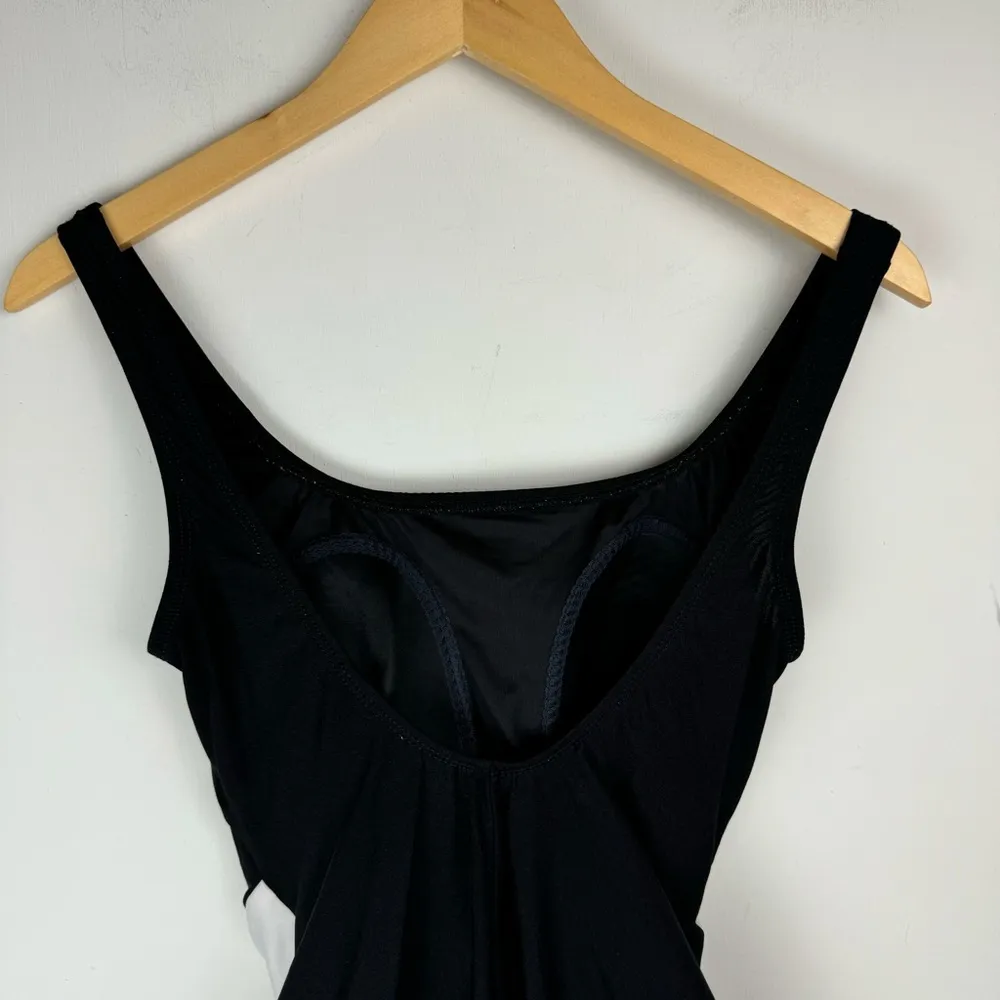 Longitude Black White Twist Swimsuit Sz 12 One Piece Colorblock - Image 8