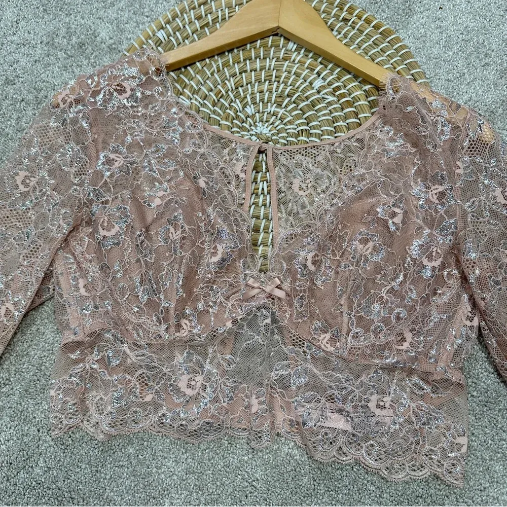 NWT Victoria’s Secret Dream Angels Allure Shimmer Long Sleeve Bra Top Lace XL - Image 6