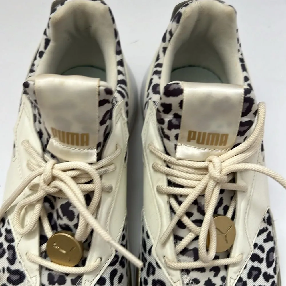 PUMA Fier Nitro Leopard Women's Shoes Marshmallow Castlerock Ivory Off White 7.5 - Image 5