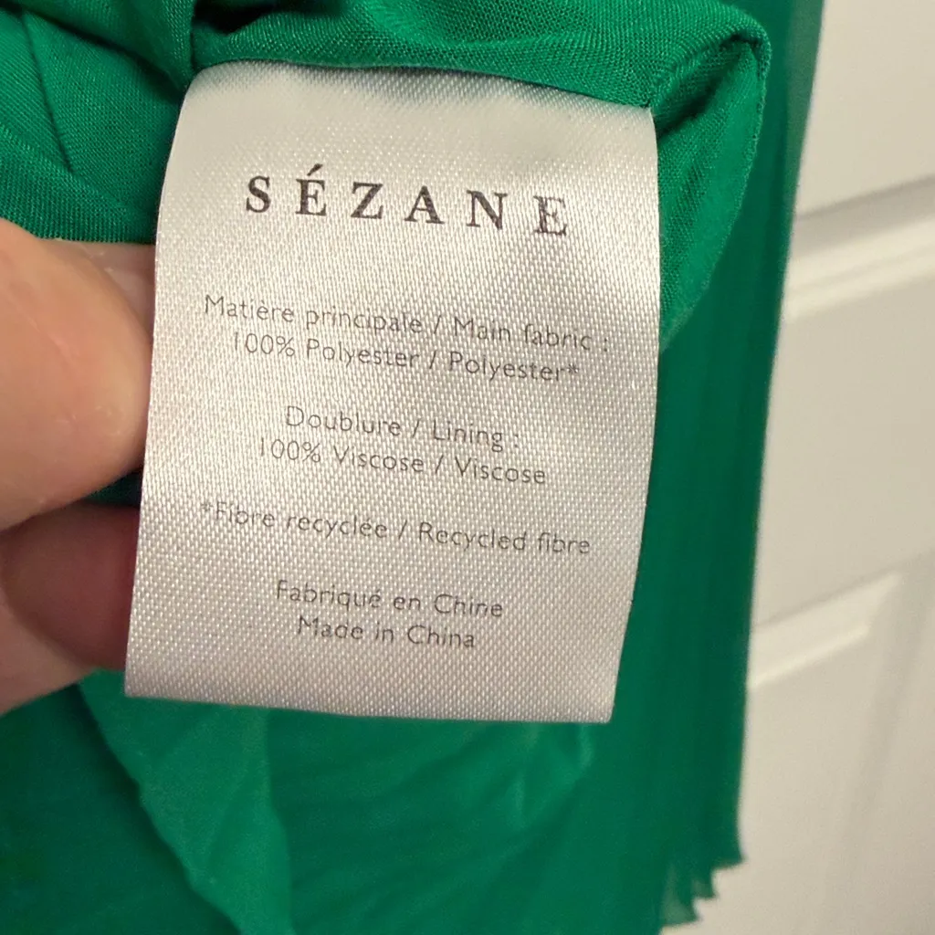 SÉZANE Paris Philippine Green Pleated Ruffle Mini Dress size 34 (2 US) XS - Image 9