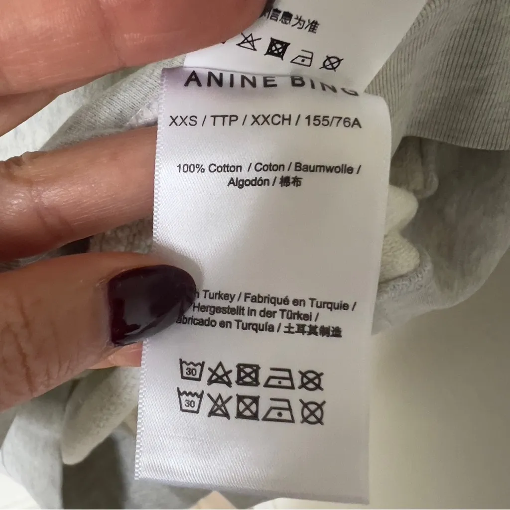 NWT Anine Bing Harvey Signature Hoodie Sweatshirt in Heather Gray - Image 5