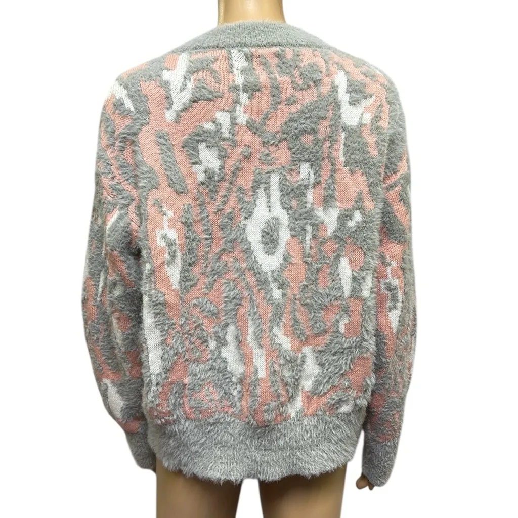 Like Love Multi Textured Knit Gray Pink White Crew Neck Sweater Womens Small - Image 7