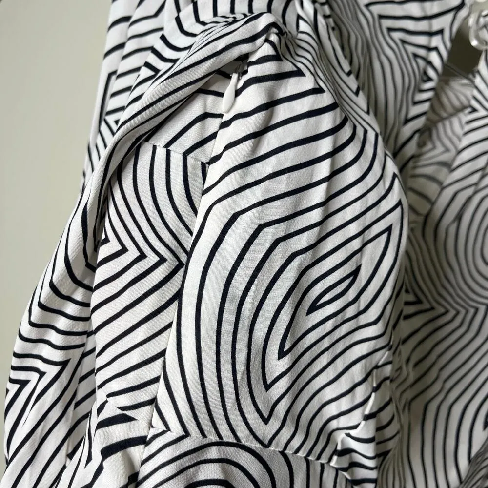 De La Vali Black White Trippy Bluemoon Top Blouse sz UK 10 US 6 - Image 10