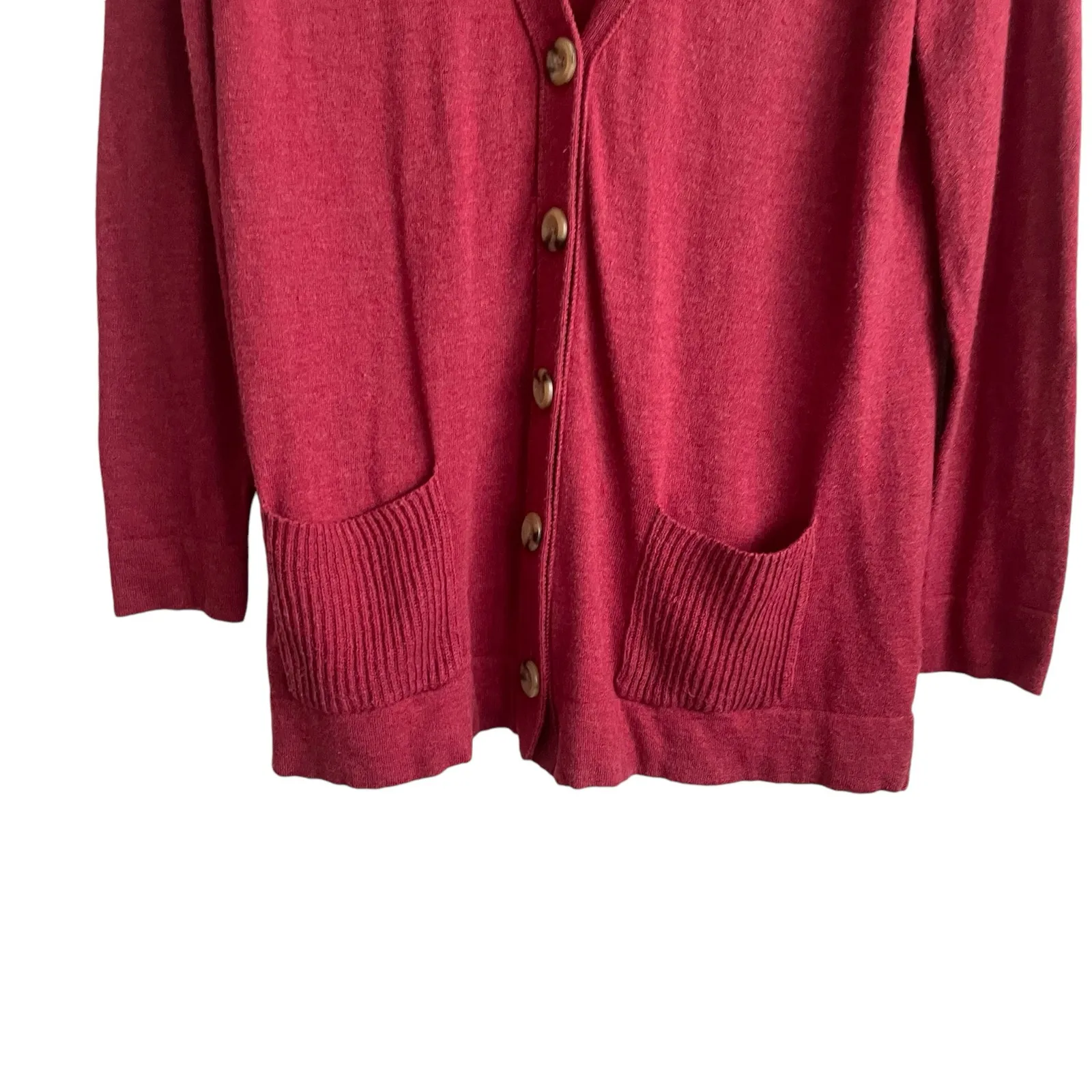 J Jill Women Cardigan Sweater M Red Grandpa Academia Y2K Retro Casual Preppy‎ - Image 6