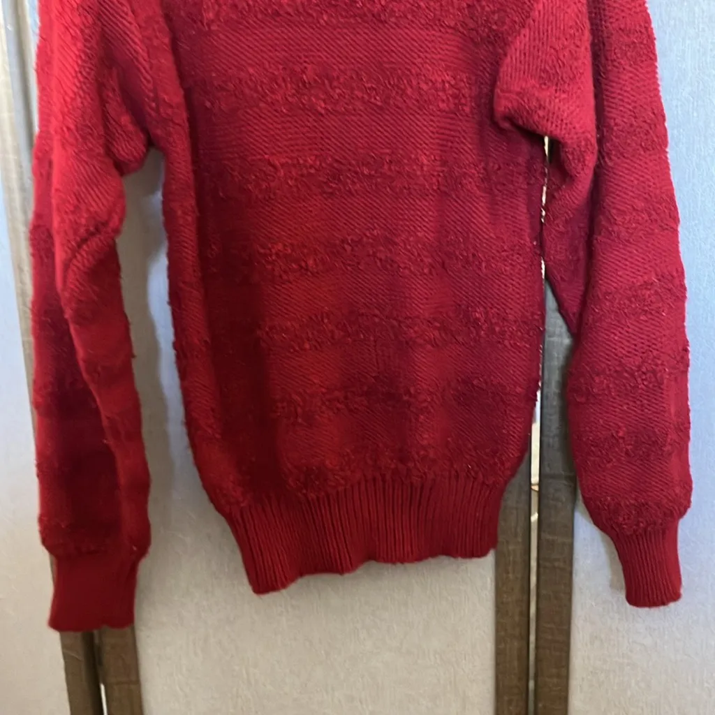 FINAL MARKDOWN Evian Red Sweater with Rich Knit Texture small - Image 9