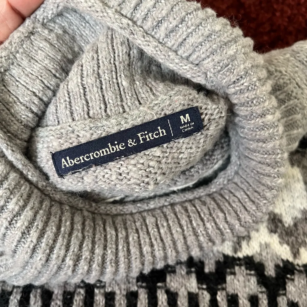 Abercrombie & Fitch Gray fair isle cotton blend Sweater - Image 2