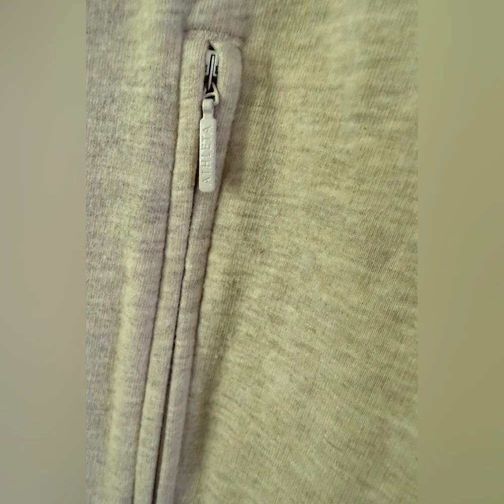 Athleta Oatmeal Heather Power Down Active Yoga Dress Hooded M Tall READ DESCR - Image 4