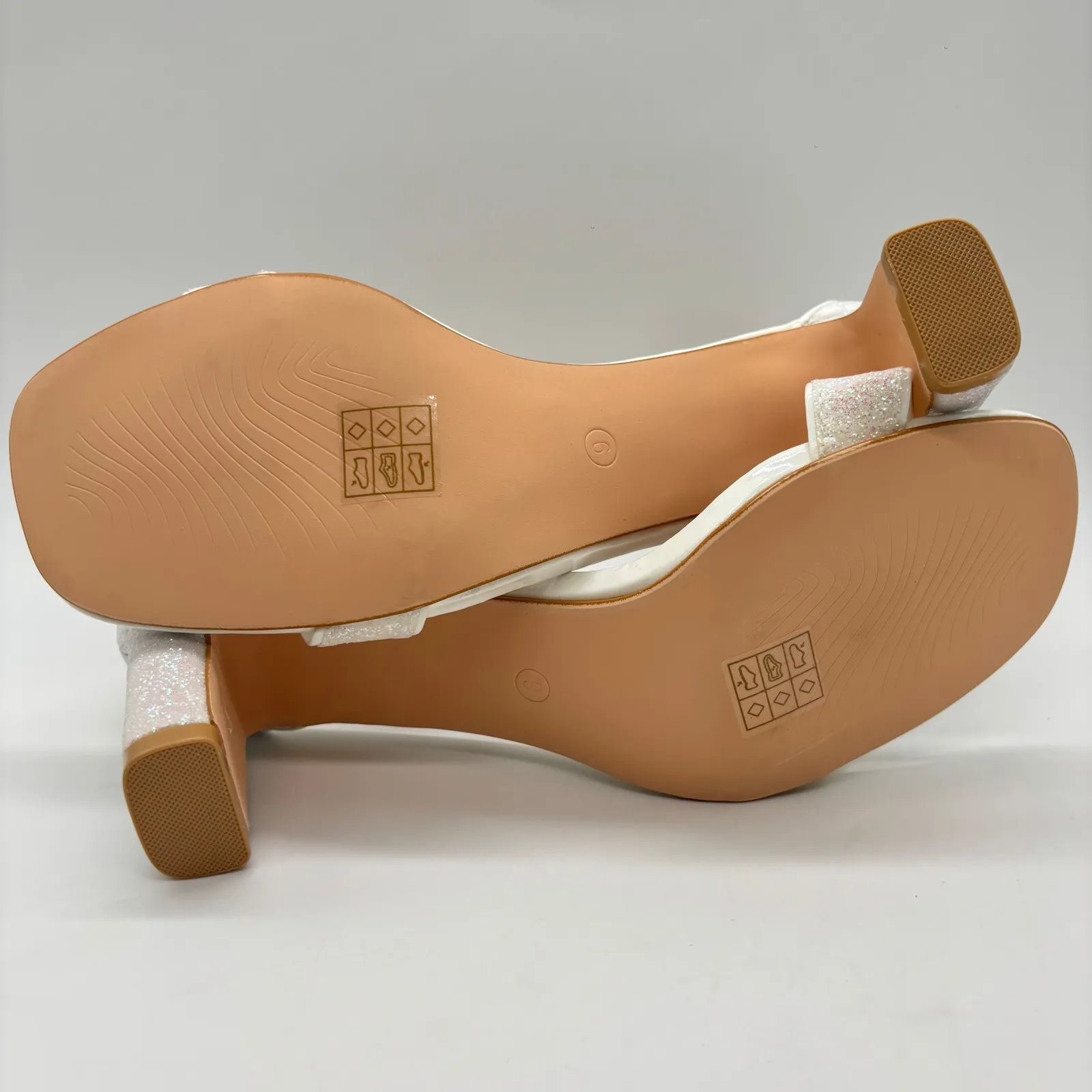 Allegra K Heels Womens 9 Cream Glitter‎ Ankle Strap Heels Party Dress Shoes - Image 7