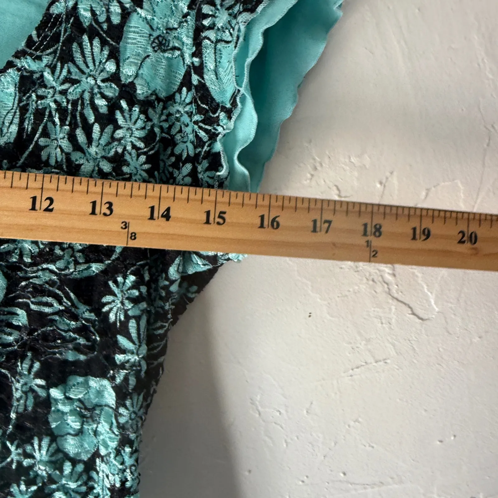 INC International‎ Concepts Y2k Floral Lace Top Aqua Blue Black Fairy Whimsigoth - Image 3