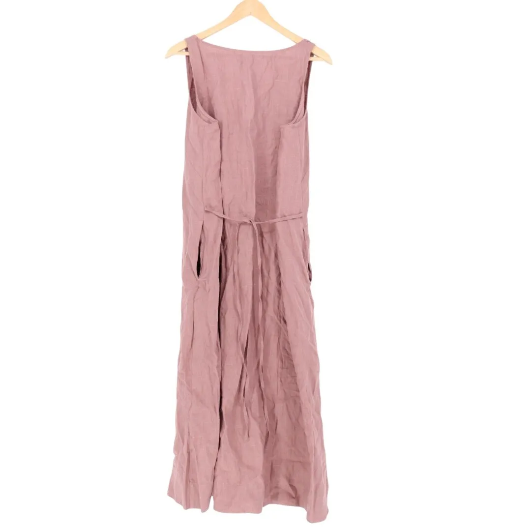 American Giant Women's Linen Tie Dress Size L Made In USA Pink Size L - Image 5