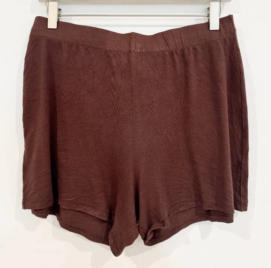 Skims Soft Stretch High Rise Loungewear Pajama Sleep Shorts in Brown Size Medium - Image 1