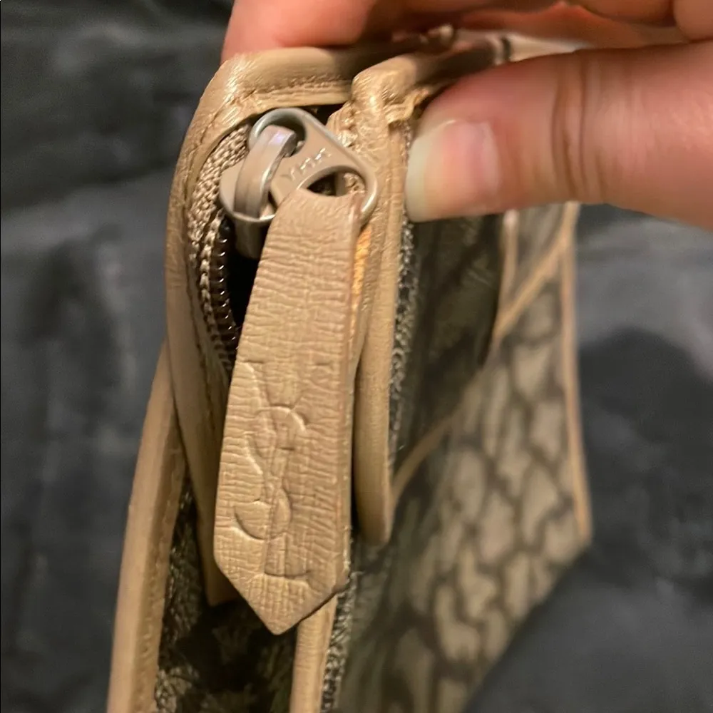 Yves Saint Laurent Brown and Gray Monogram Clutch - Image 9