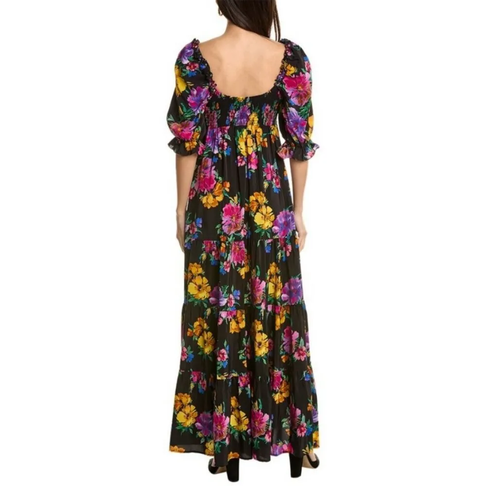 💕JOHNNY WAS JADE💕 Poppy Silk Maxi Dress ~ 100% Silk Floral Print Small S - Image 8