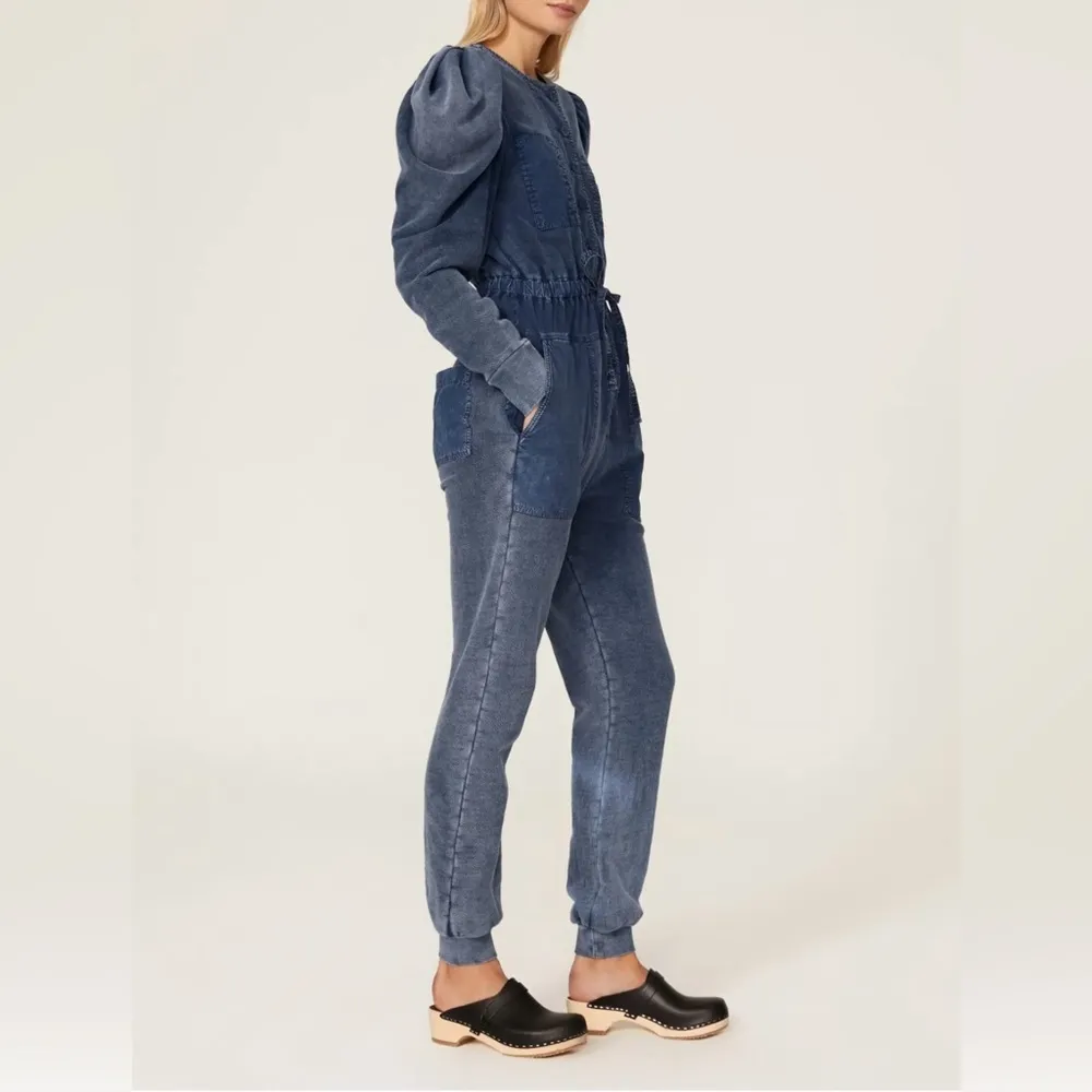 $445 ULLA JOHNSON Sadie Puff-Sleeve Jumpsuit | Indigo Acid‎ | FR 34 US 2 - Image 2