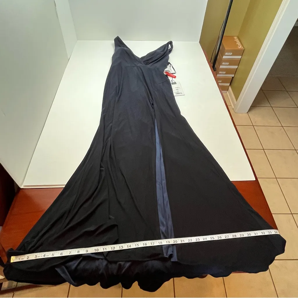 Mac Duggal Sleeveless V Neck Jersey Gown Style# 12336 Womens SZ 12 Midnight NEW‎ - Image 14