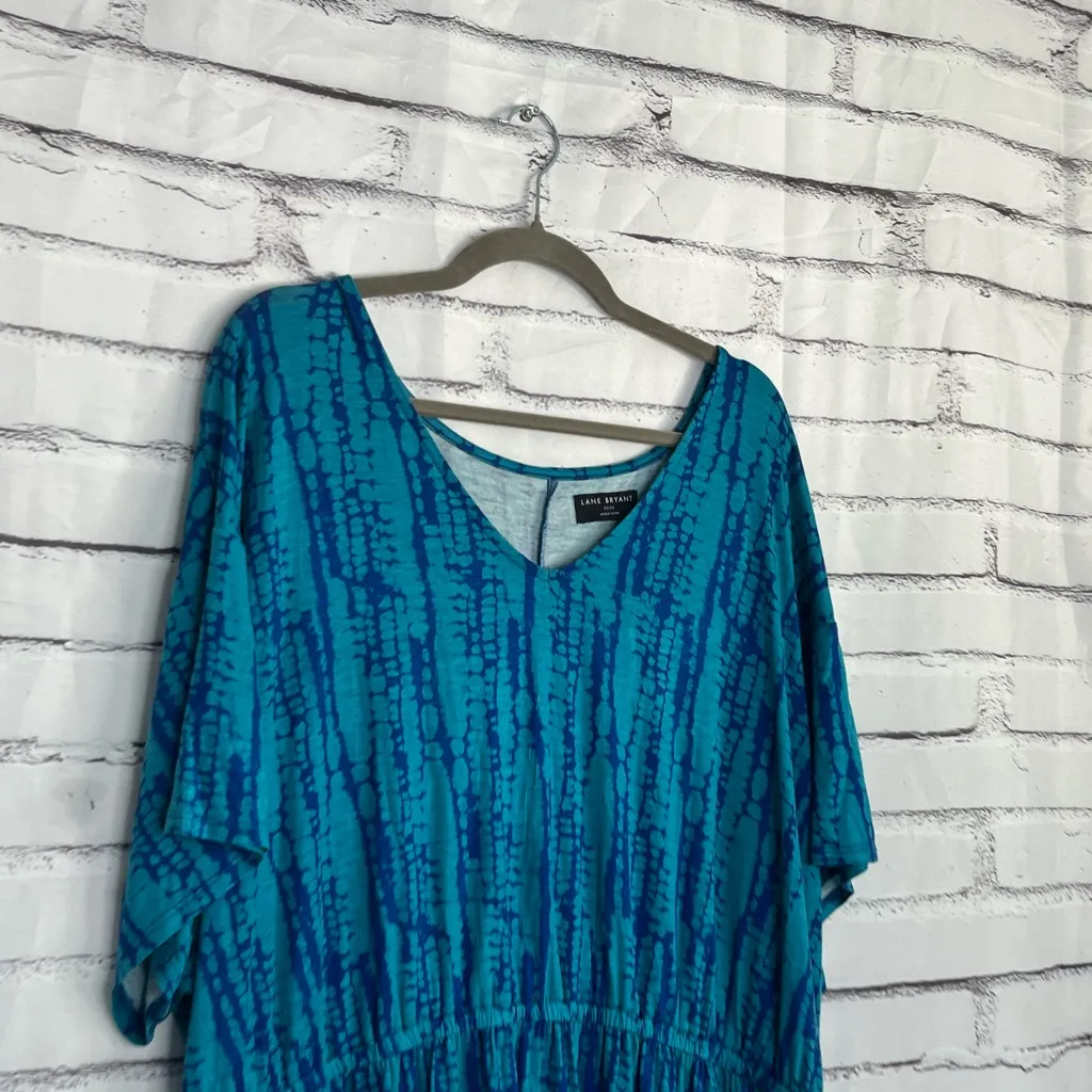 Lane Bryant Teal Aqua Tie-Dye V-Neck Empire Waist Tunic Top Women’s 22/24 Blouse - Image 3