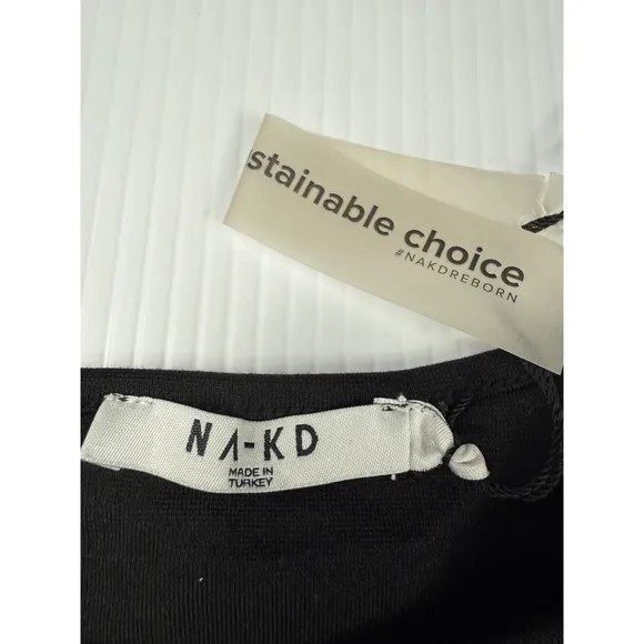 NA-KD Cut Out Top Long Sleeve Sustainable Choice Black Top‎ Size S - Image 2