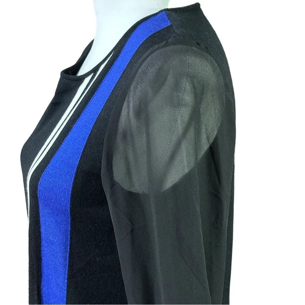 Ming Wang Toula Blue White Graphic Knit Shirt Sz XX Small - Image 6