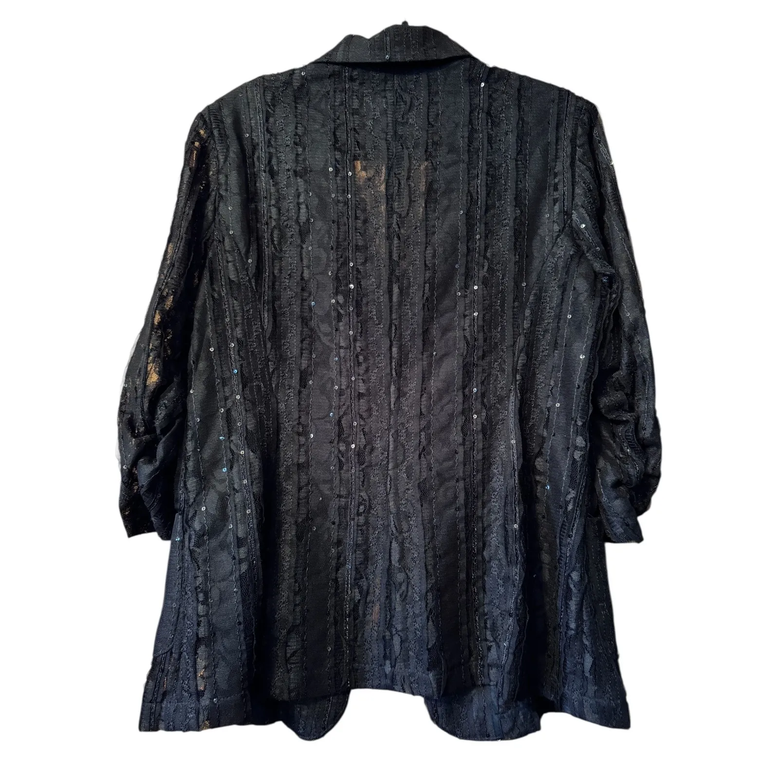 Alberto Makali Black Sequined Lace Jacket Blazer XL Statement Piece - Image 4
