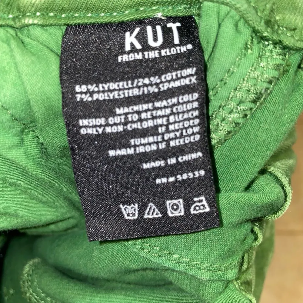 Kut From The Kloth Rachel High Rise Paperbag Waist Green Straight Leg Jeans Sz 4 - Image 12