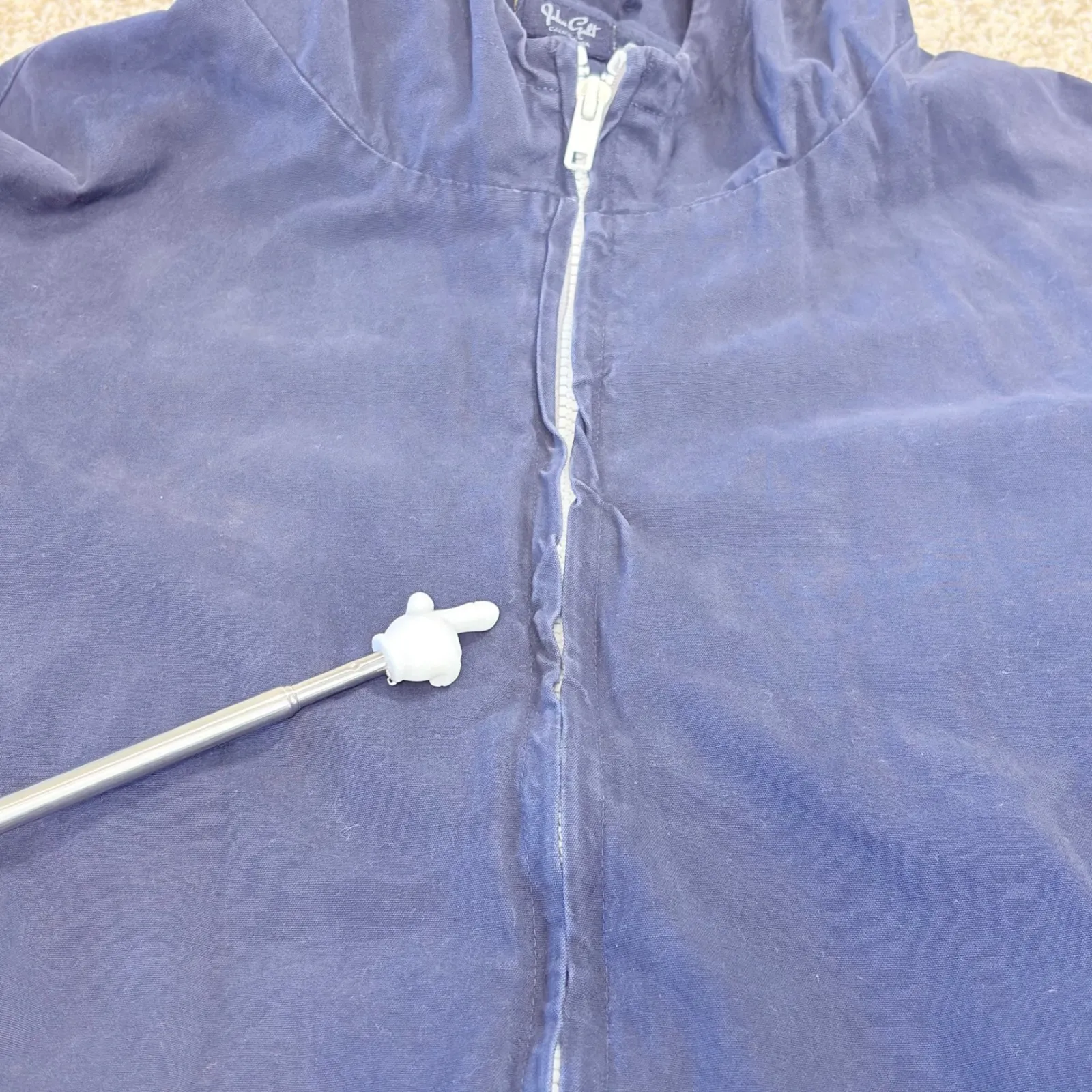 J Galt Brandy Melville Navy Hoodie Zip Jacket Heavyweight Bomber M/L Streetwear Blue Size M - Image 10