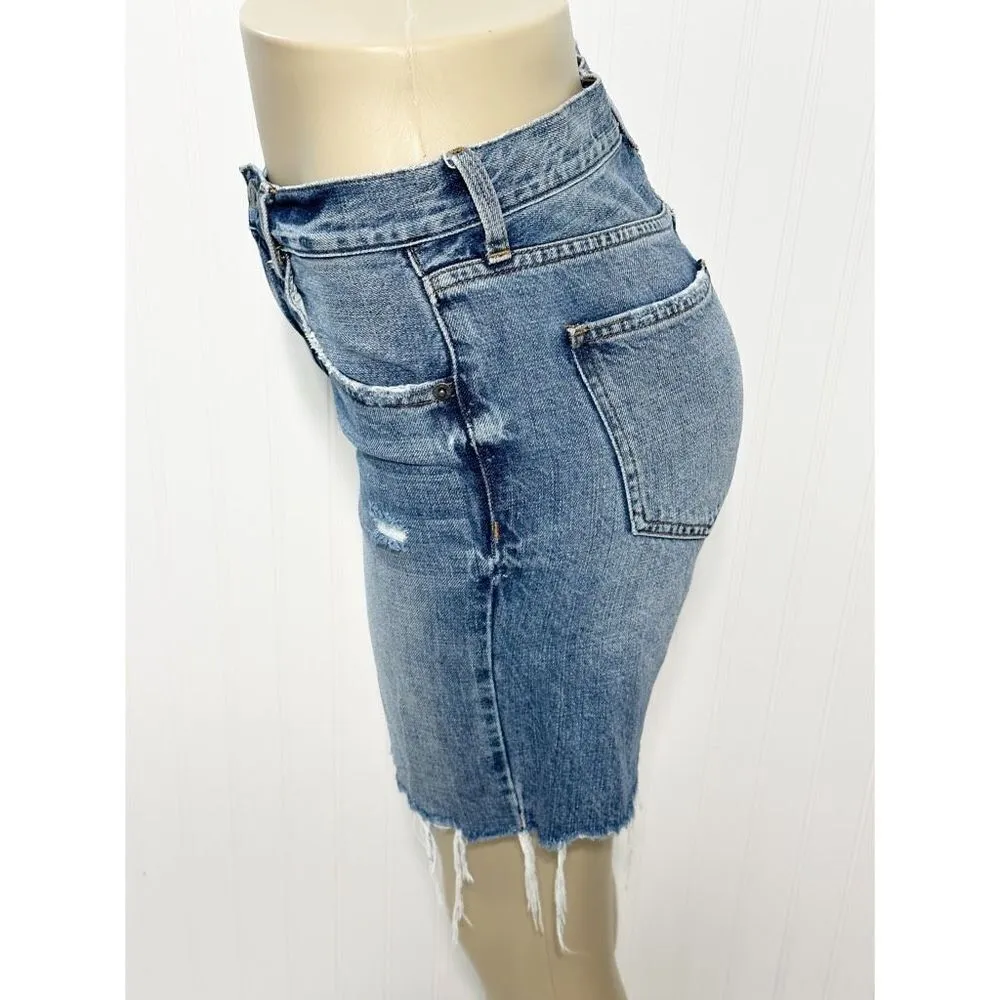 Pistola Women's Blue Medium‎ Denim Wash Frayed Distressed Raw Hem Long Short 25 - Image 8