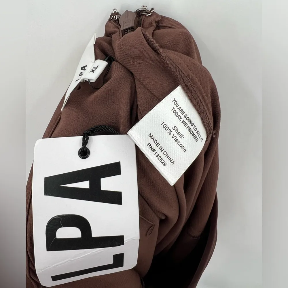 🆕 NWT LPA Revolve Hanson Midi Skirt Satin Cut Out Tie Split Chocolate Brown XL - Image 15