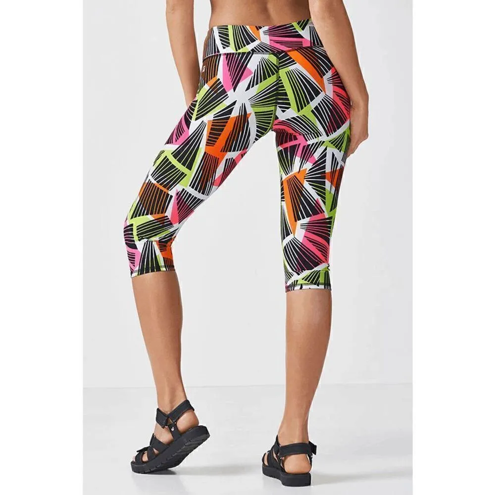 Fabletics Tribal Neon Geo Print Define Mid Rose Crop Legging, M - Image 8