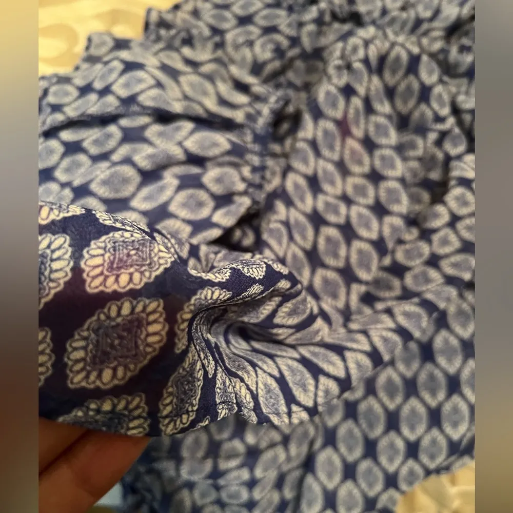 Misa Los Angeles Nahla Blue White Ruffled Mini Skirt Tiered Smocked Waist M - Image 5