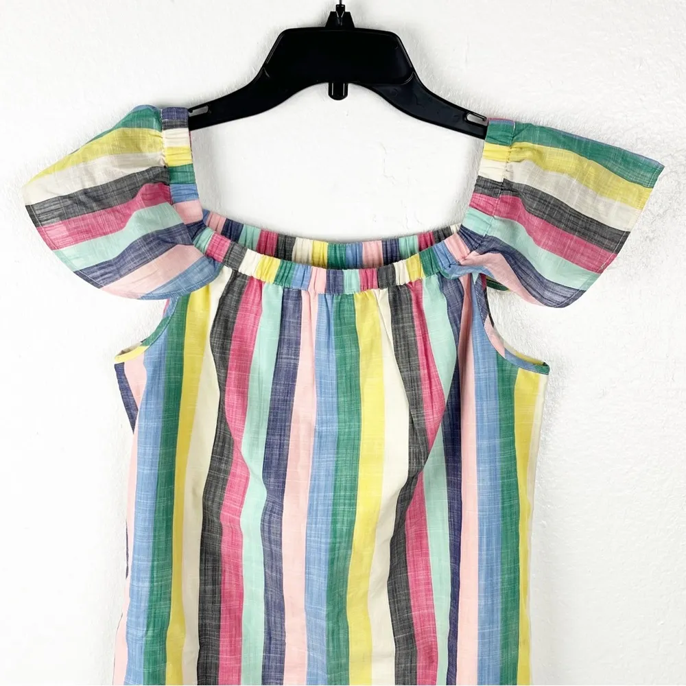 J. CREW Factory 100% Cotton Multicolored Striped Lined On Off Shoulder Dress 2 - Image 8