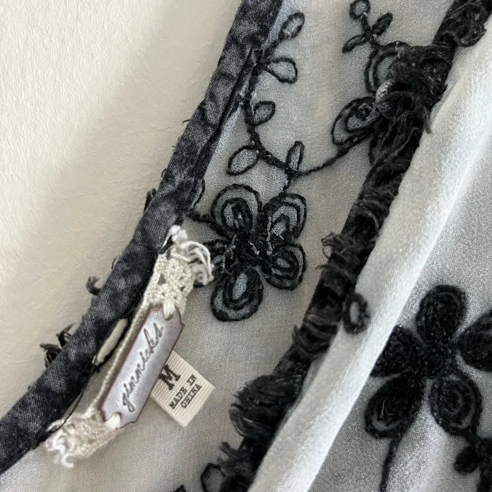 GIMMICKS floral embroidered boho western black and gray sheer slip cami - Image 4