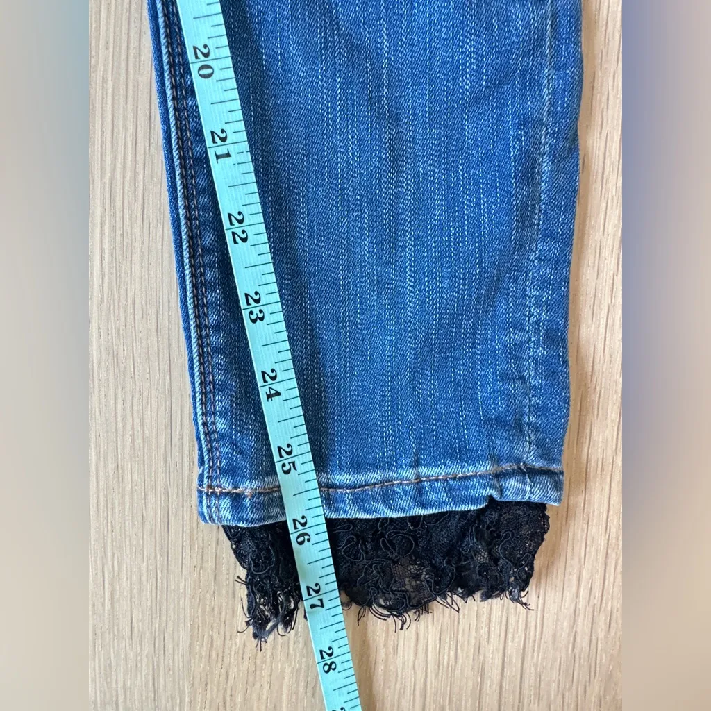 WHBM The Sculpt High Rise Skinny Ankle Jeans with Lace Size 00 2094 - Image 8