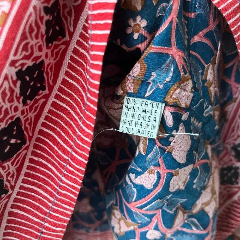 Nat by Natalie Martin Blue‎ Floral Print Tassel Peasant Blouse Size Small - Image 8