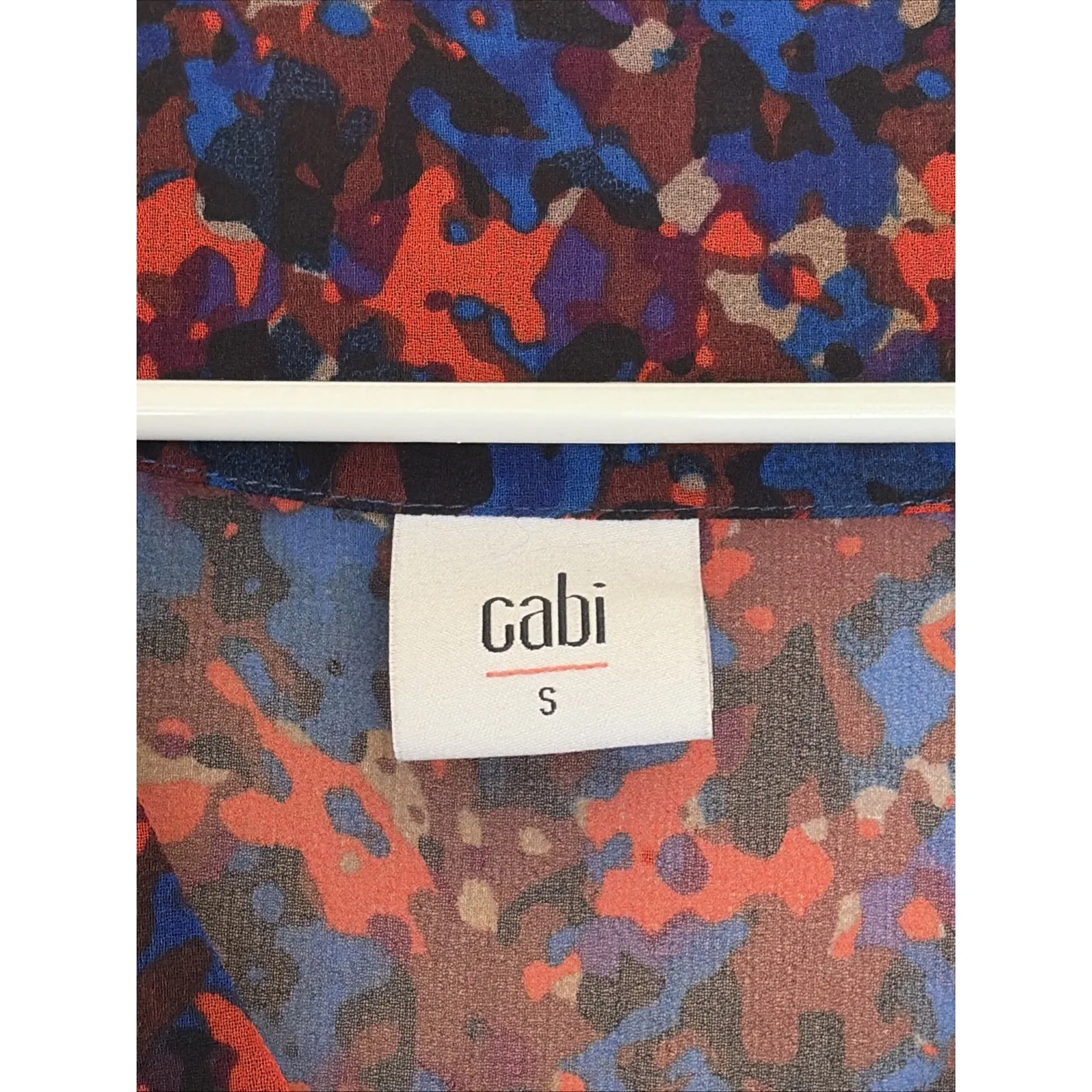 Cabi Multicolor Abstract Sheer Vneck Blouse Shirt Top Style 3248 Womens Small - Image 3