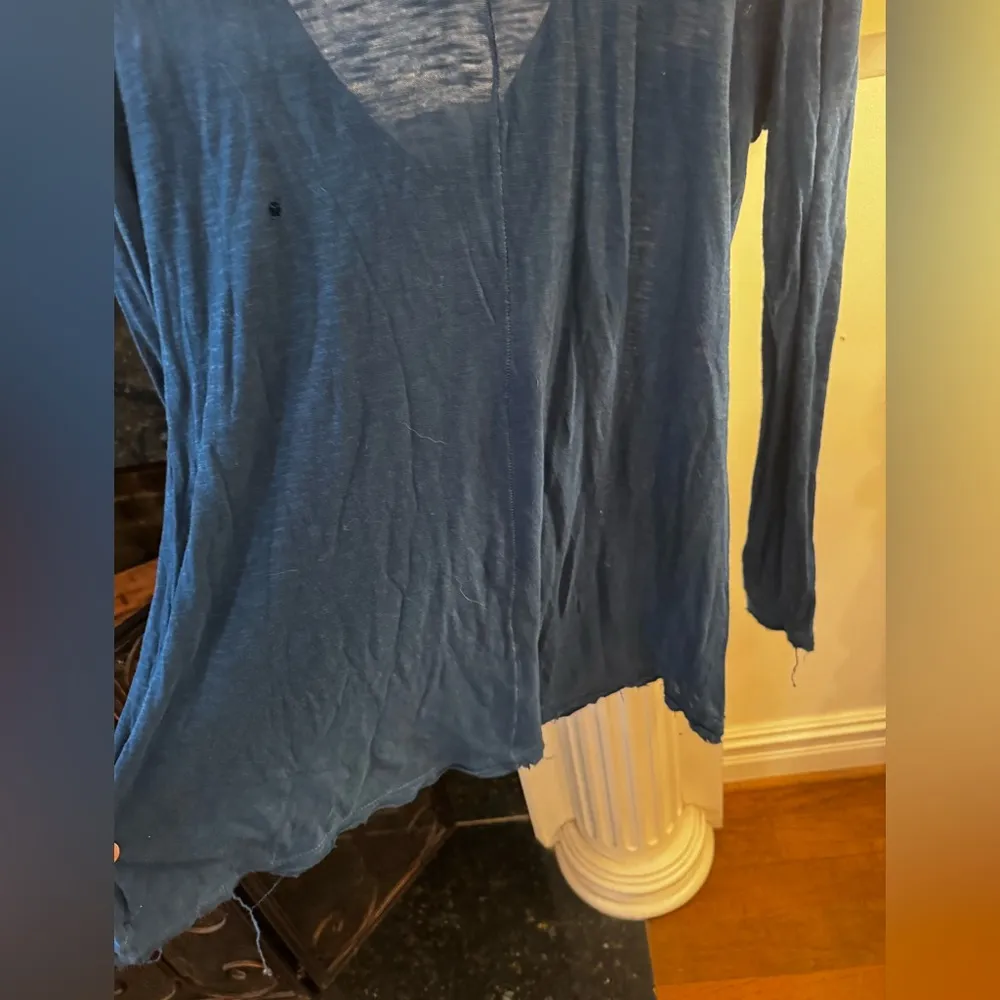 Free People teal Blue Long Sleeve Blouse loose fitting - Image 4