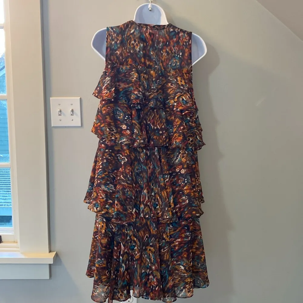 MISA Los Angeles Emogene chiffon dress in Peacock abstract pattern size x-small - Image 10