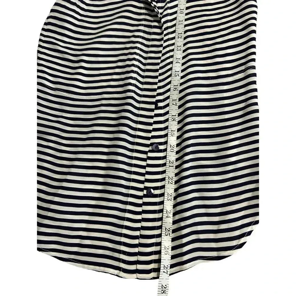 Theory Silk Sleeveless Blouse Button-Up Size P/TP Office Striped Black White - Image 7