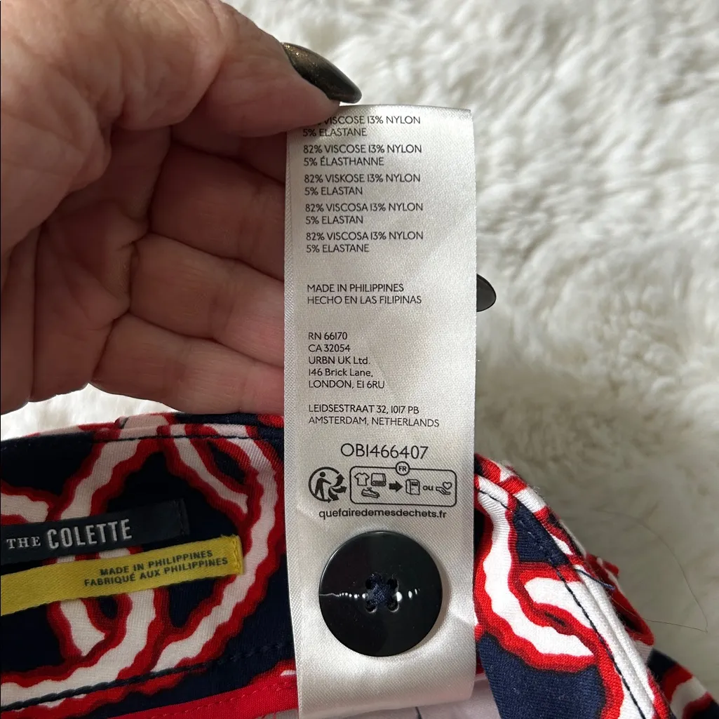 Anthropologie Maeve The Colette Ponte Wide Leg Pants Red Navy - Image 9