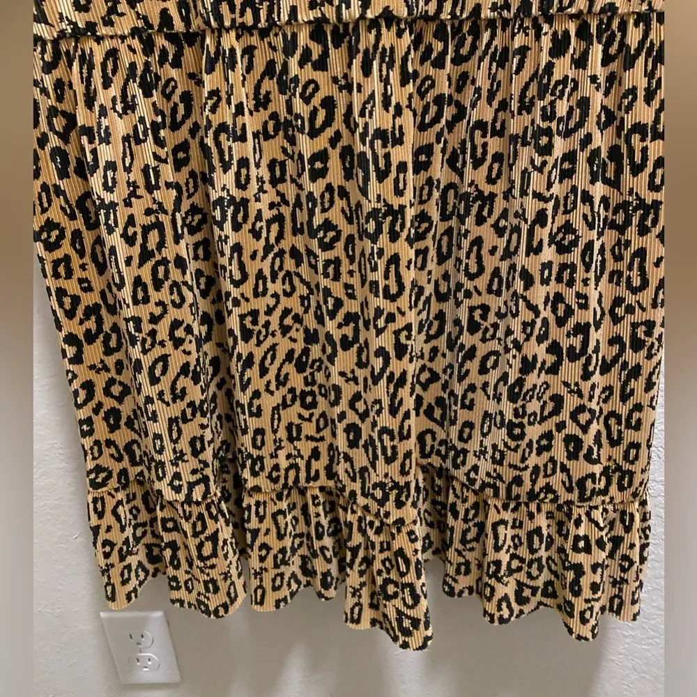 Aqua For Bloomingdales Leopard Print Ribbed Short Sleeve Mini Dress Size 3X - Image 12