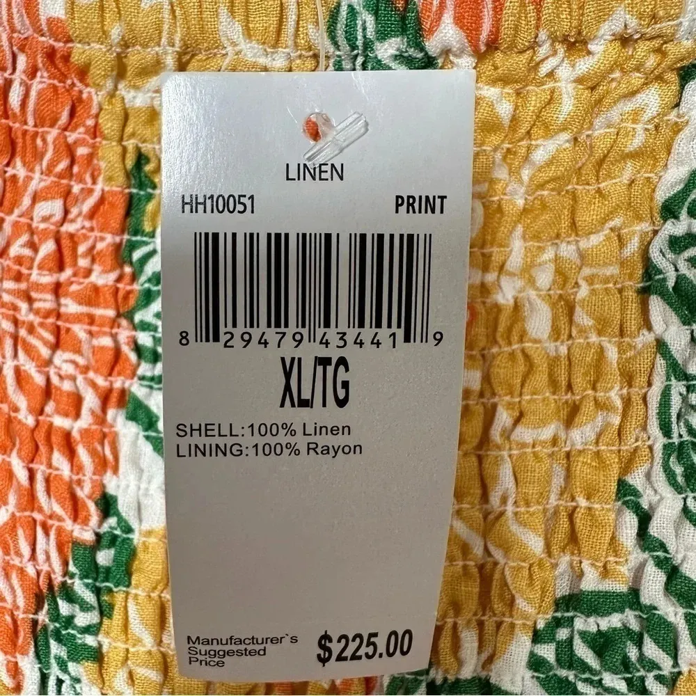 House Of Harlow 1960 NWT Floral 100% Linen Poplin Mini Dress Size XL Gold - Image 6