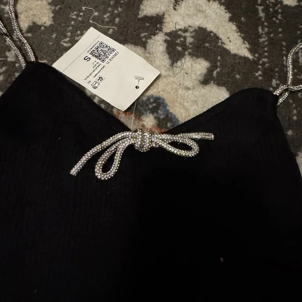 NWT SWEATER-KNIT METALLIC BOW CAMI - Image 4