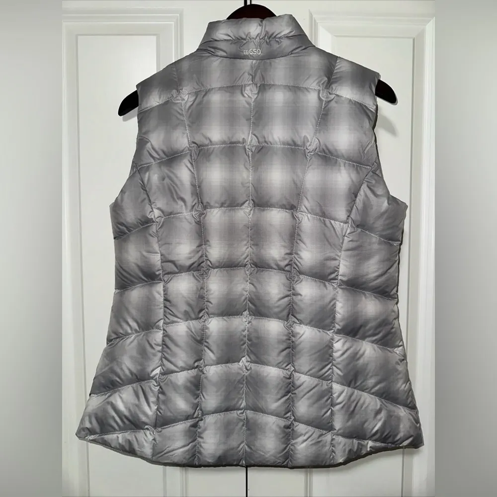 Eddie Bauer Down Puffer Vest Womens M EB650 Silver Full Zip Lightweight Pockets - Image 4